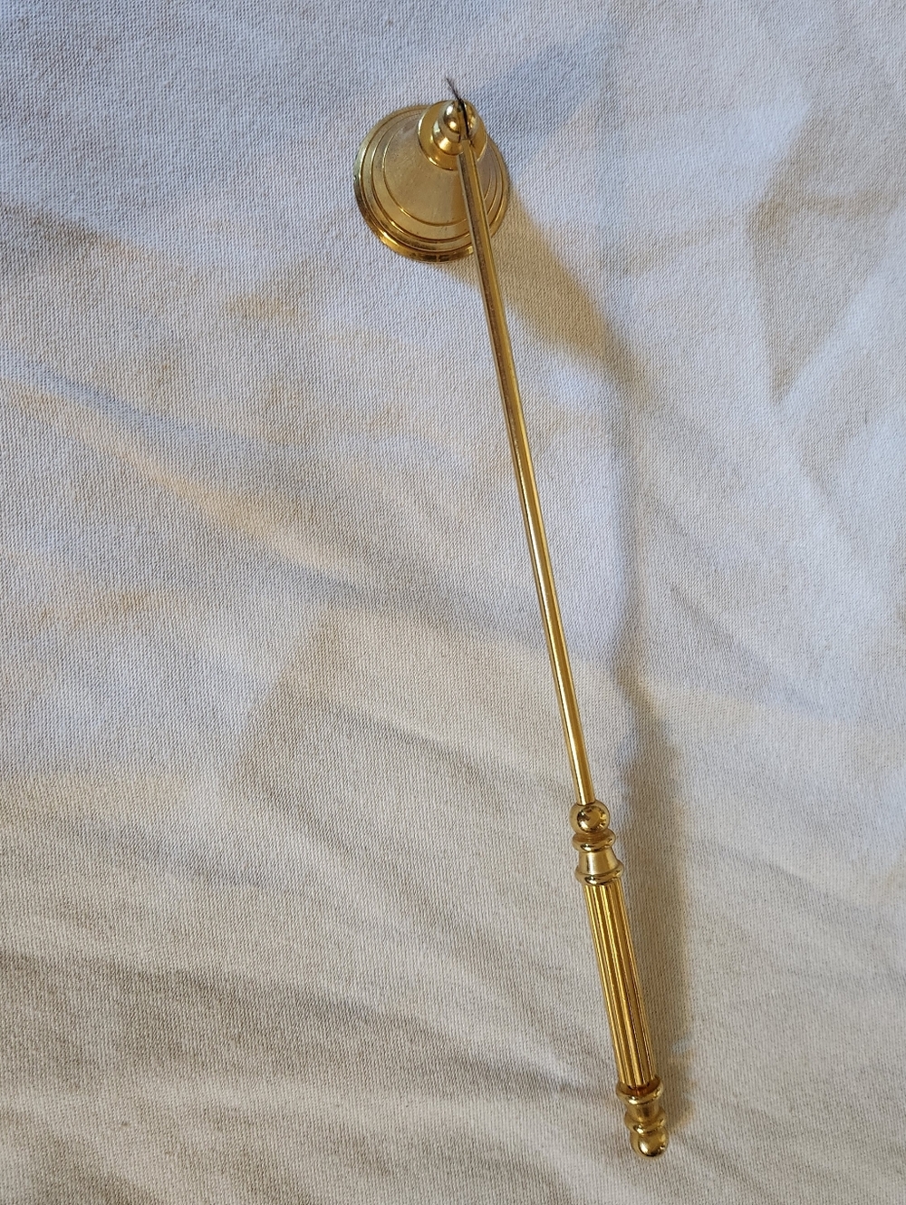 Vintage Brass Candle Snuffer Long Handle Gold Tone Wick Extinguisher Decor